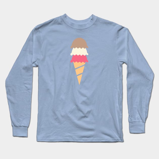 Neopolitan Three Scoop Ice Cream Cone Long Sleeve T-Shirt by lymancreativeco